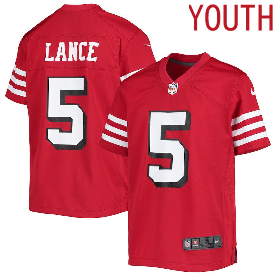 Youth San Francisco 49ers 5 Trey Lance Nike Scarlet Alternate Game NFL Jersey